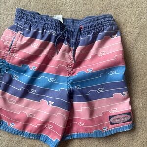 Vineyard Vines Boys Pink and Blue Whale Swim Trunks